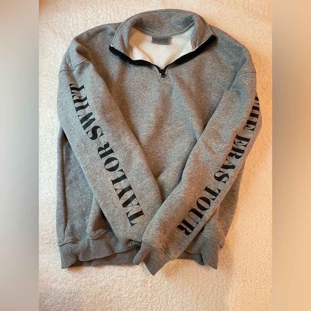 ERAS TOUR OFFICIAL MERCH: Gray Quarter Zip Pullover (Unisex Small)